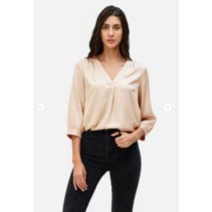 Zapelle by eShakti Cream Shirttail Hem Hammered Satin Tunic 5X